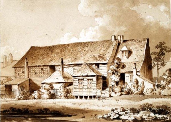 John Bunyans Meeting House, Zoar Street, Gravel Lane, Southwark, Londýn, 1813 (tužka a wash) od Thomas Hosmer Shepherd