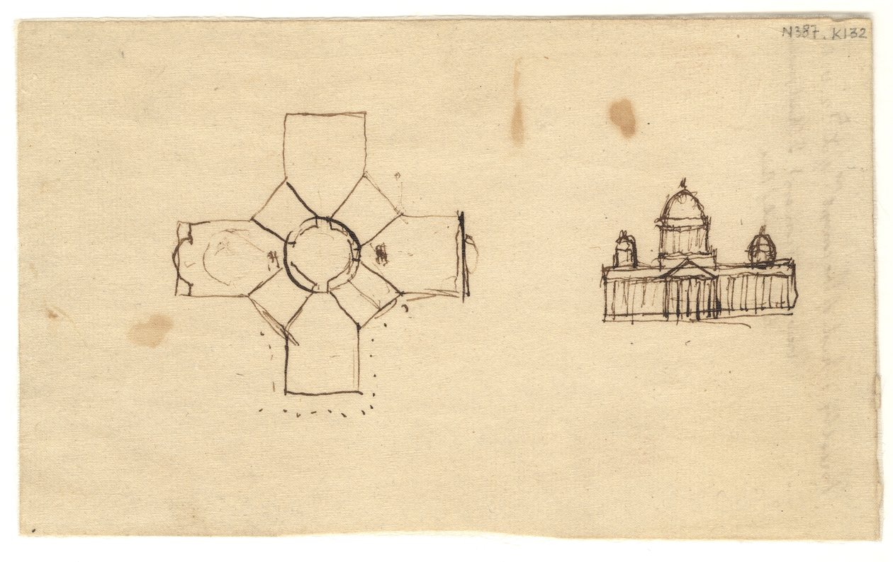 Washington: Capitol, studijní plán a nadmořská výška, 1792 (inkoust na papíře) od Thomas Jefferson