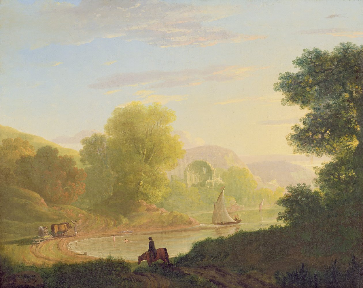 Imaginární pobřežní scéna s Venušiným chrámem v Baiae, 1773 od Thomas Jones