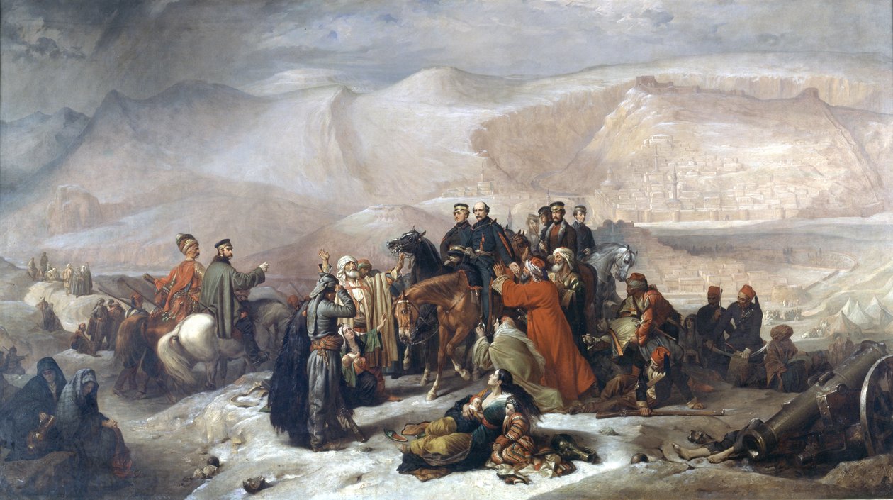 Kapitulace Karsu během krymské války dne 28. listopadu 1855, kolem roku 1860 od Thomas Jones