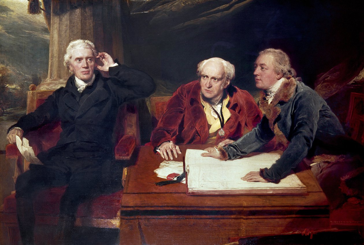 Sir Francis Baring, bankéř a ředitel Východoindické společnosti, se svými spolupracovníky od Thomas Lawrence