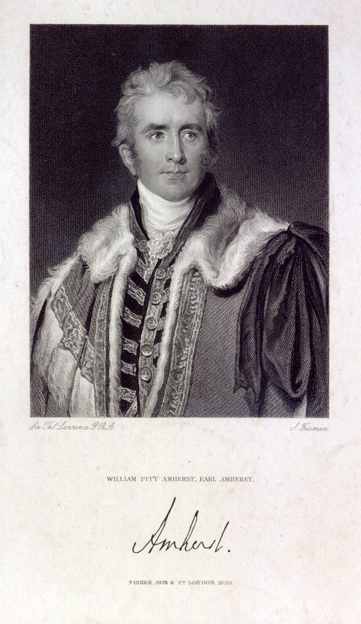 William Pitt Amherst, hrabě Amherst z Arracanu (1773-1857), vyryl Samuel Freeman (1773-1857), 1829 od Thomas Lawrence