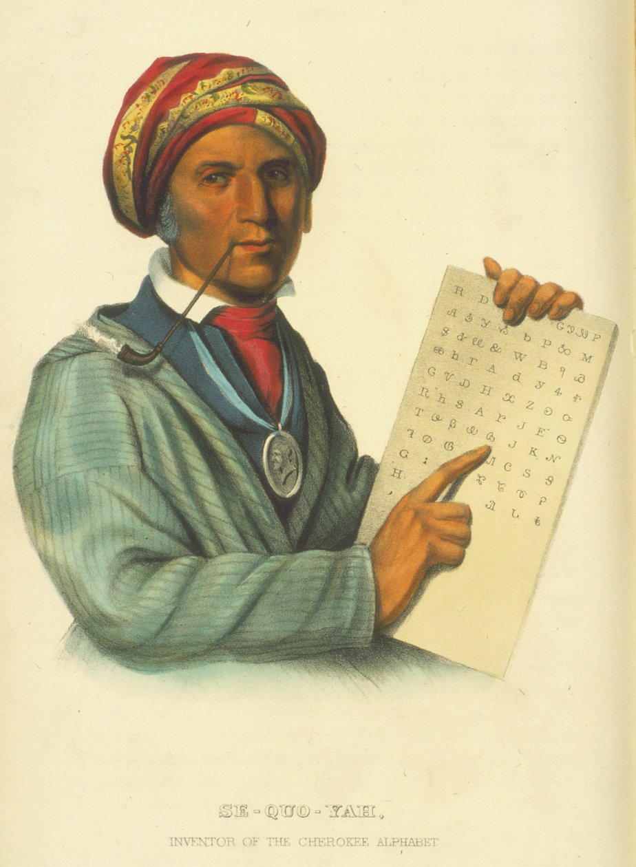 Se-Quo-Yah, 1848 (ručně kolorované lito) od Thomas Loraine McKenney