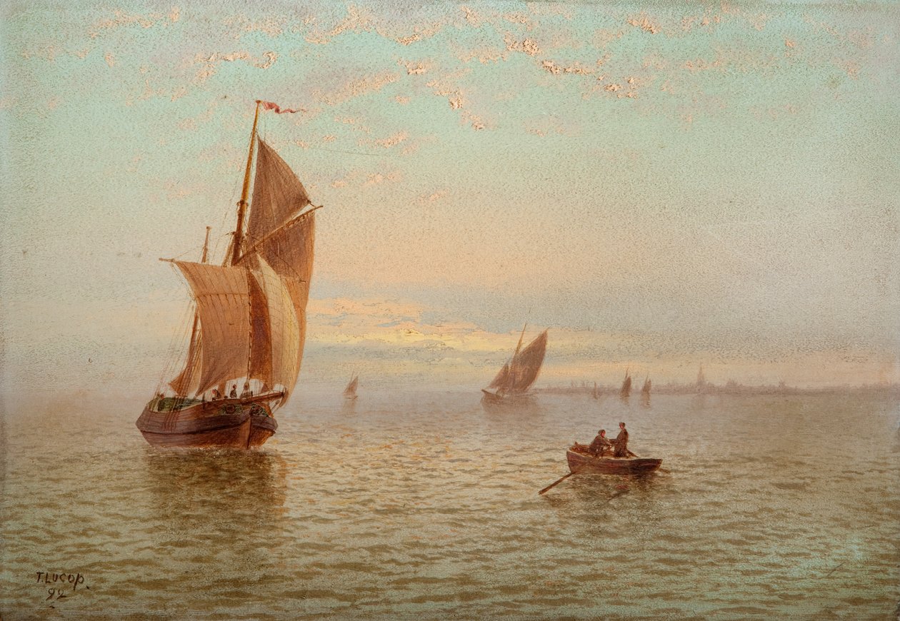 Večer, pobřežní scéna, 1892 od Thomas Lucop