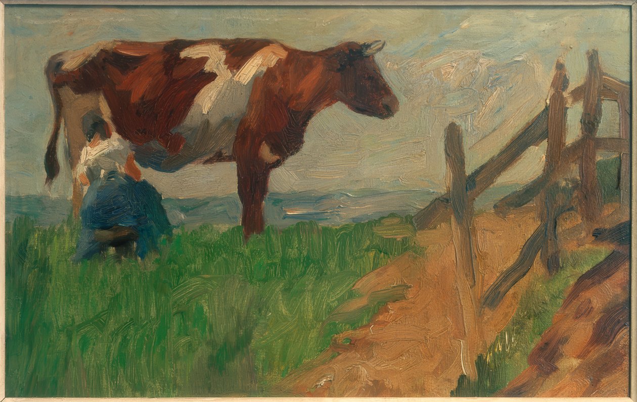 Dojící farmářova žena od Thomas Ludwig Herbst