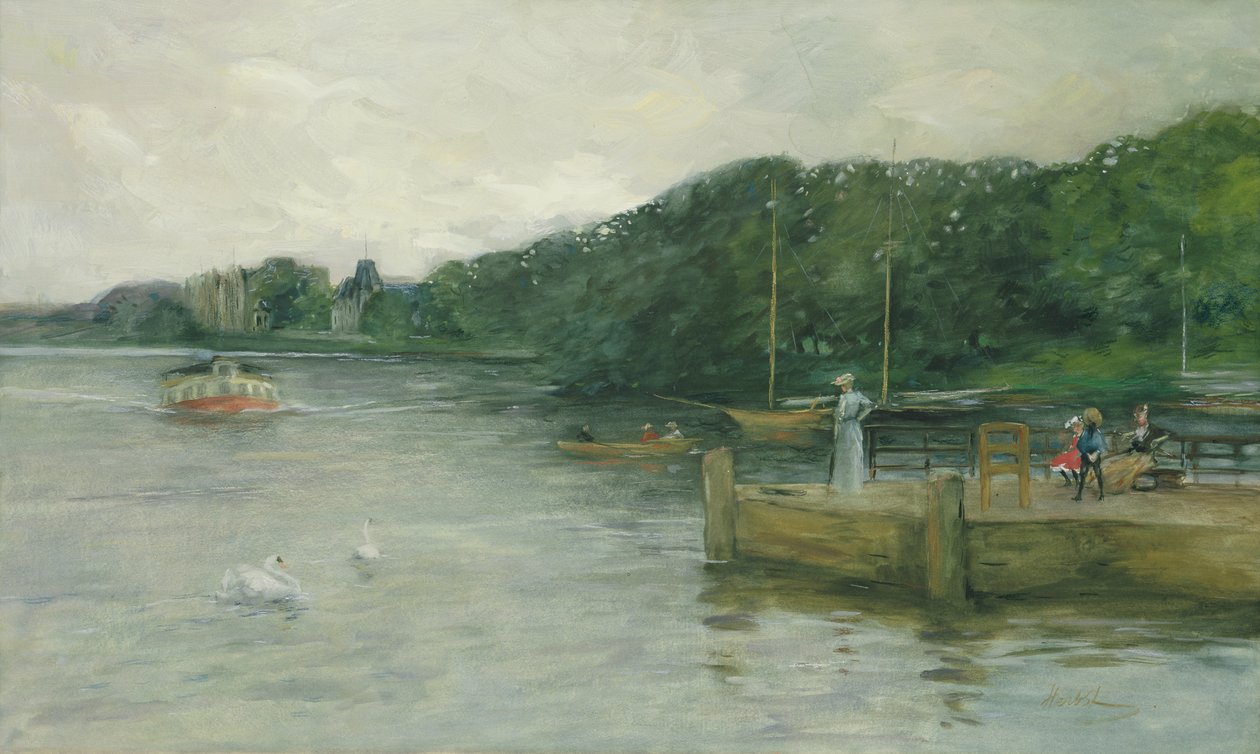 Alster s molem pro parníky na Raven Road od Thomas Ludwig Herbst