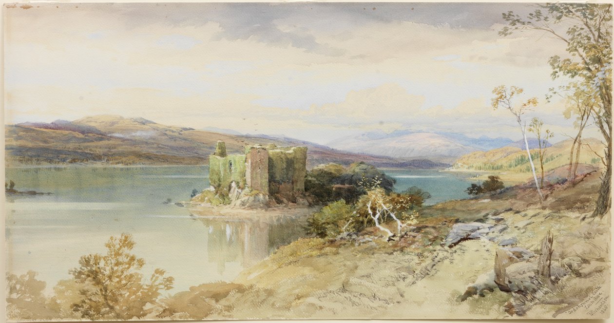 Hrad Ardchonnel, Loch Awe (akvarel, tužka a tělová barva na papíře) od Thomas Miles II Richardson