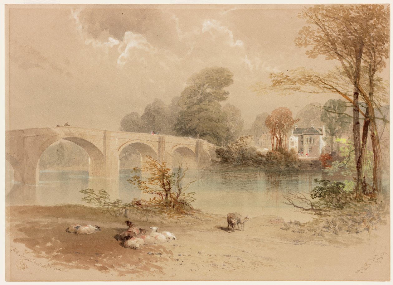 Chollerford Bridge and Inn (barva těla) od Thomas Miles II Richardson