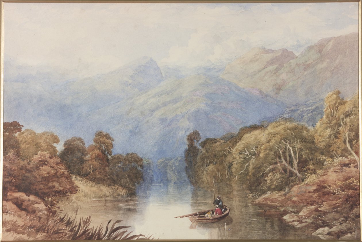 Na jezeře poblíž Killin Perthshire (akvarel na papíře na palubě) od Thomas Miles II Richardson