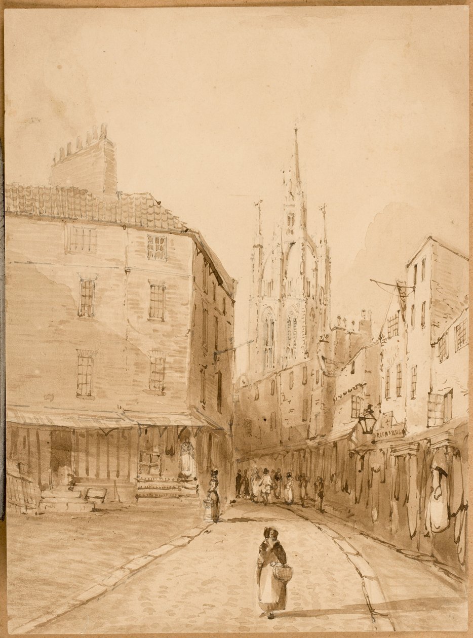 Castle Garth, Newcastle upon Tyne (inkoust a tužka na papíře) od Thomas Miles Richardson