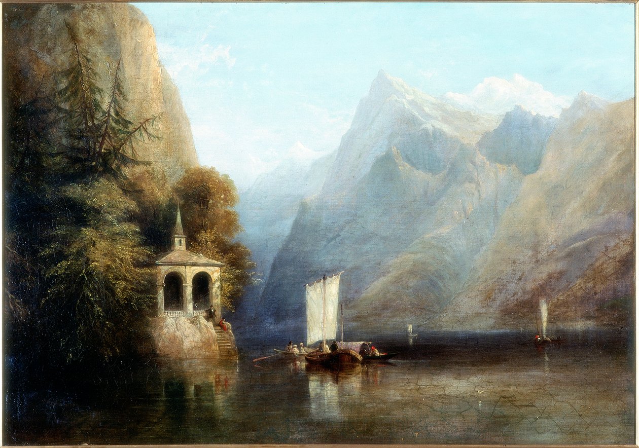 Lucernské jezero s kaplí Williama Tella, 1844 od Thomas Miles Richardson
