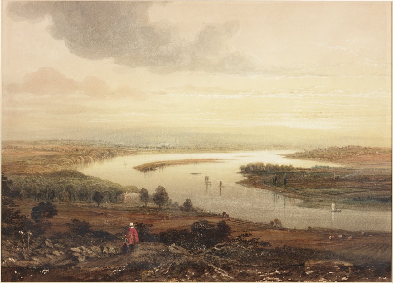 Newcastle upon Tyne a řeka Tyne z Gateshead (akvarel) od Thomas Miles Richardson