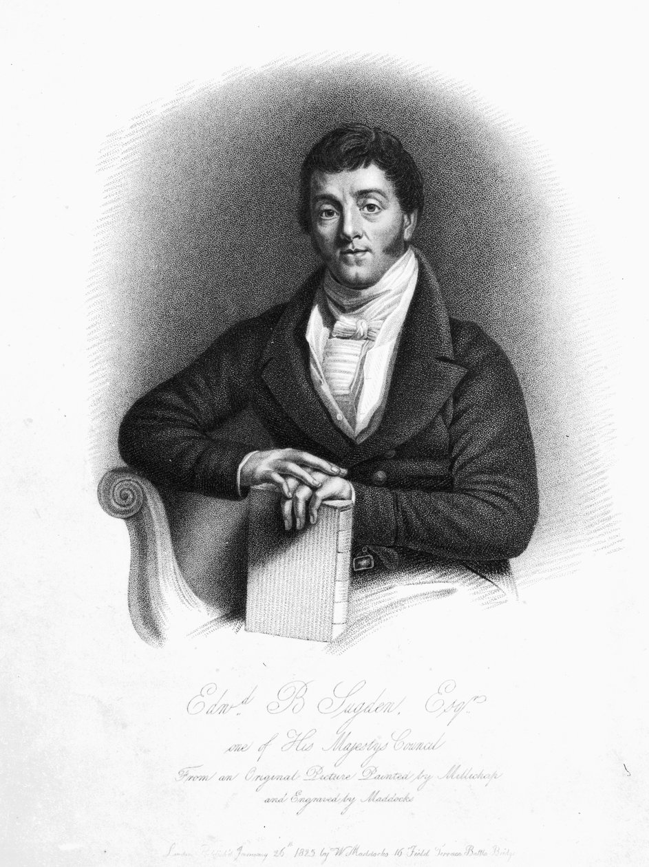 Edward Buttenshaw Sugden, 1. baron St. Leonards, vyryl Maddocks, 1825 od Thomas Millichap