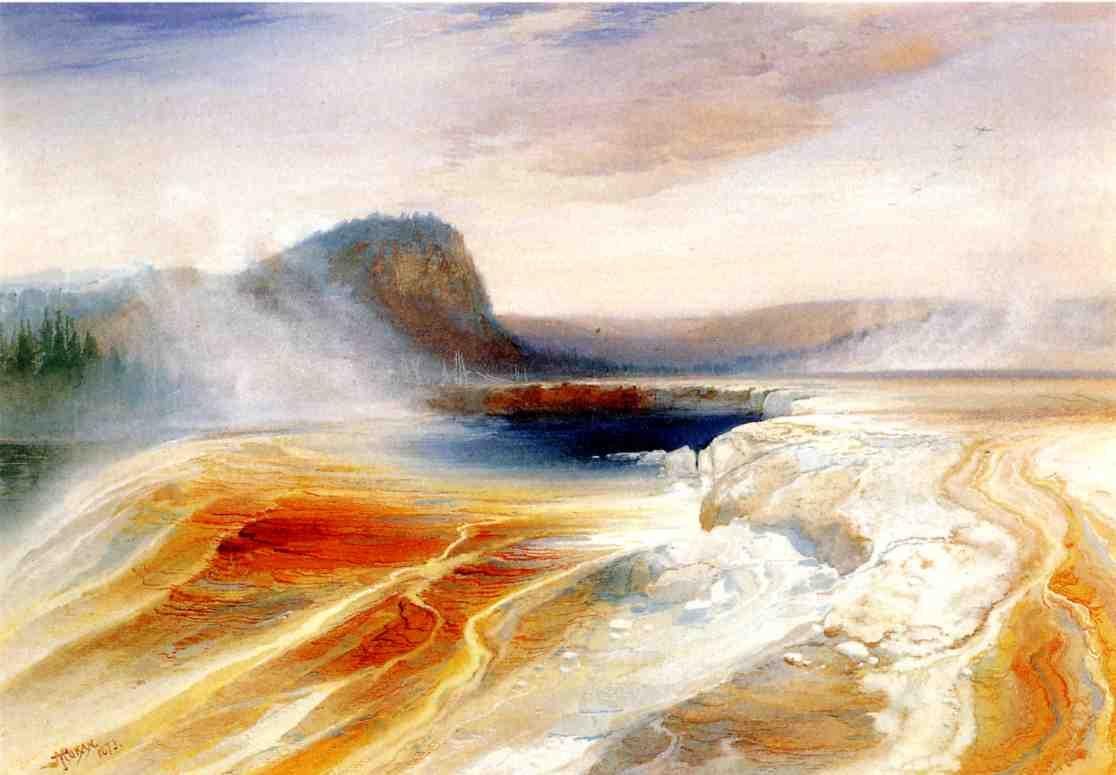 Dolní gejzírská pánev od Thomas Moran