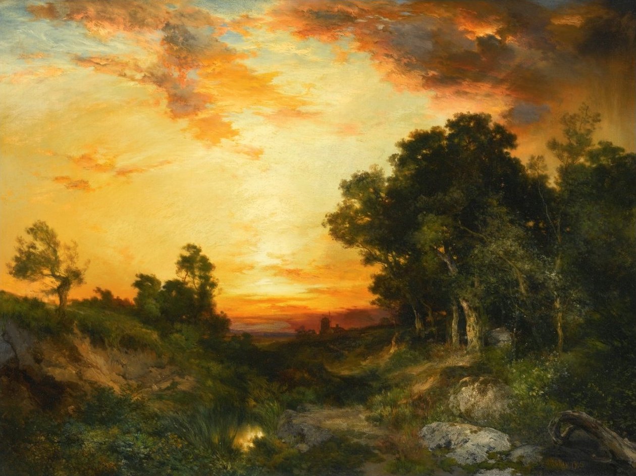 Západ slunce, Amagansett od Thomas Moran