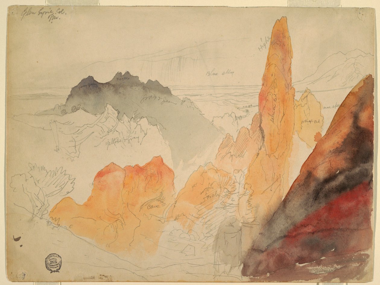 Kresba, Glen Eyrie, Colorado, 1892 od Thomas Moran