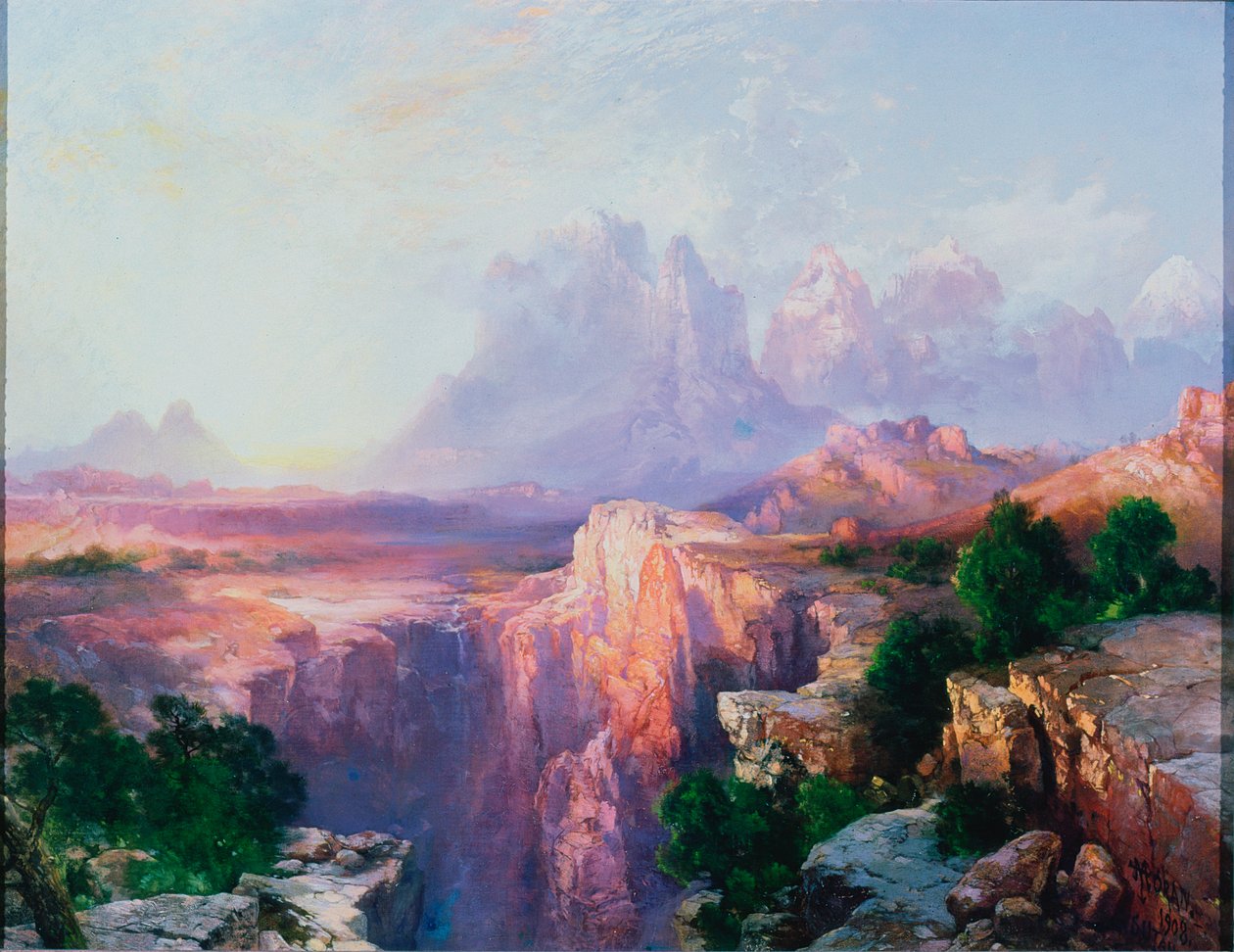Skalní věže Rio Virgin, 1908 od Thomas Moran