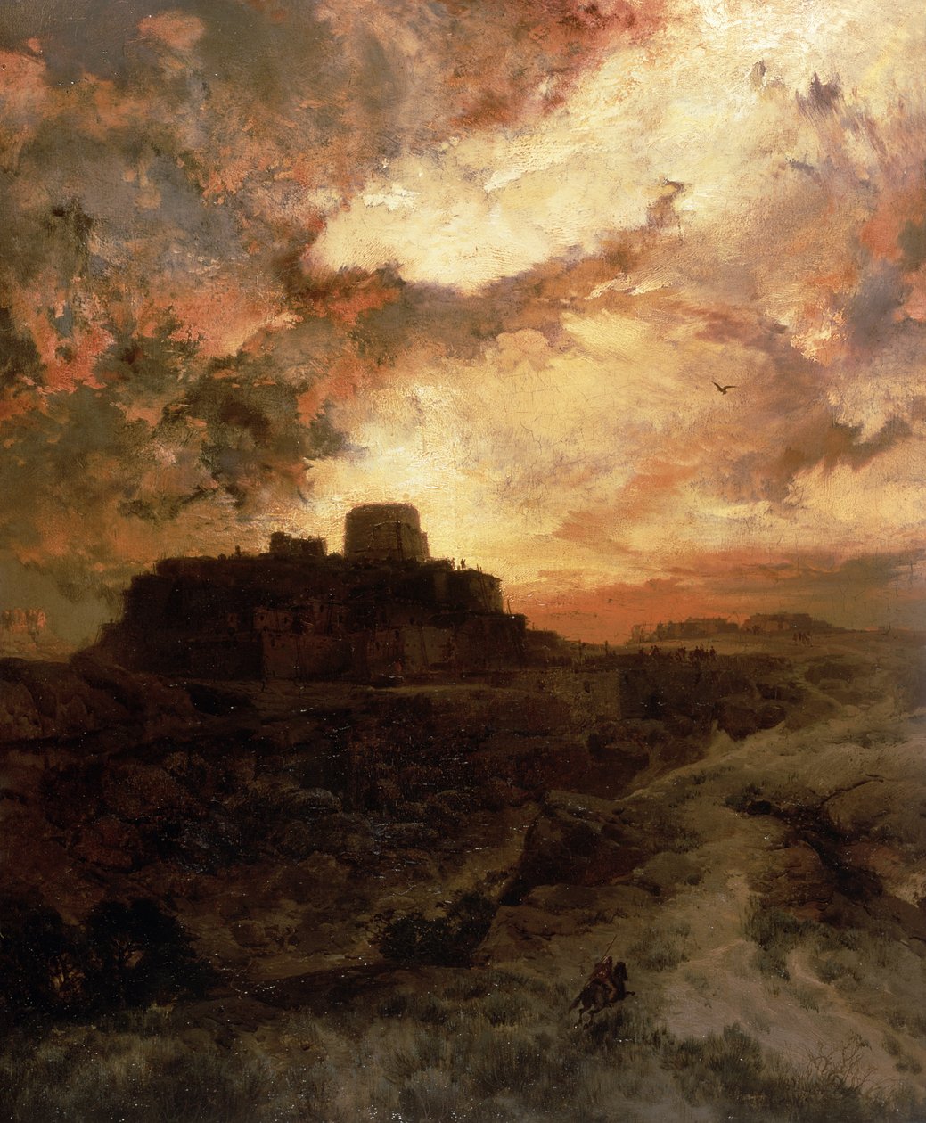 Západ slunce, Pueblo del Walpe, Arizona, 1880 od Thomas Moran