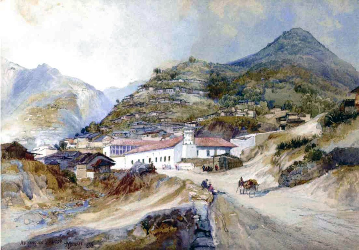 Vesnice Angangueo, Mexiko, 1883 od Thomas Moran