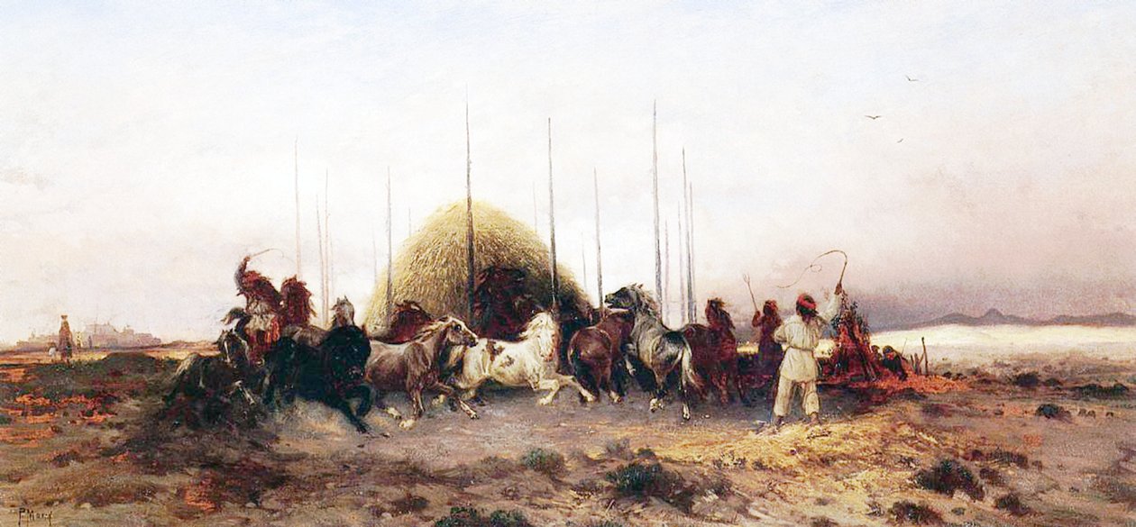 Threshing Wheat, Nové Mexiko, kolem roku 1883 od Thomas Moran