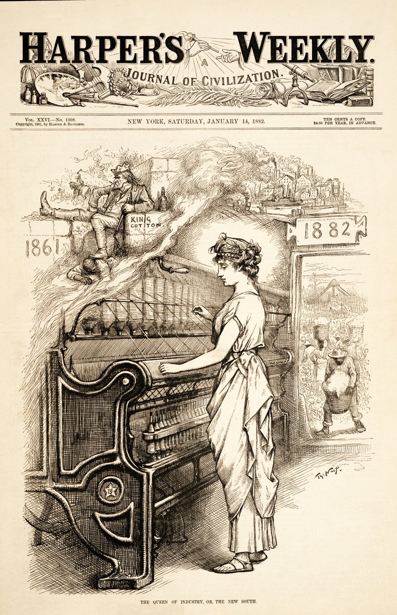 Hospoda Královna průmyslu aneb Nový jih. 1882 od Thomas Nast