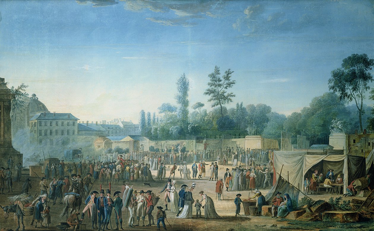 Pohled na Tuileries z Place de la Revolution, 1799 (wc und kvaš na papíře) od Thomas Naudet