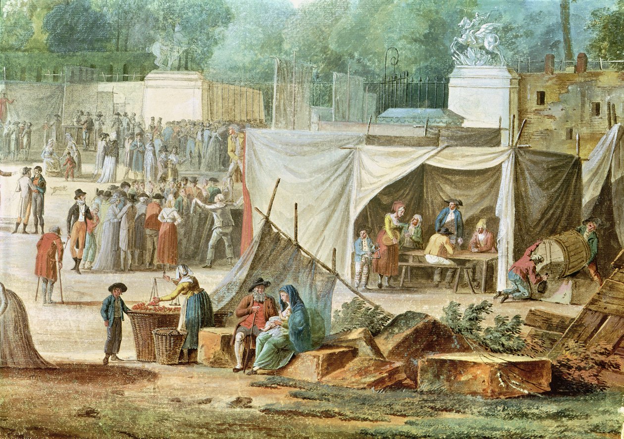 Pohled na Tuileries z Place de la Revolution, detail trhu od Thomas Naudet