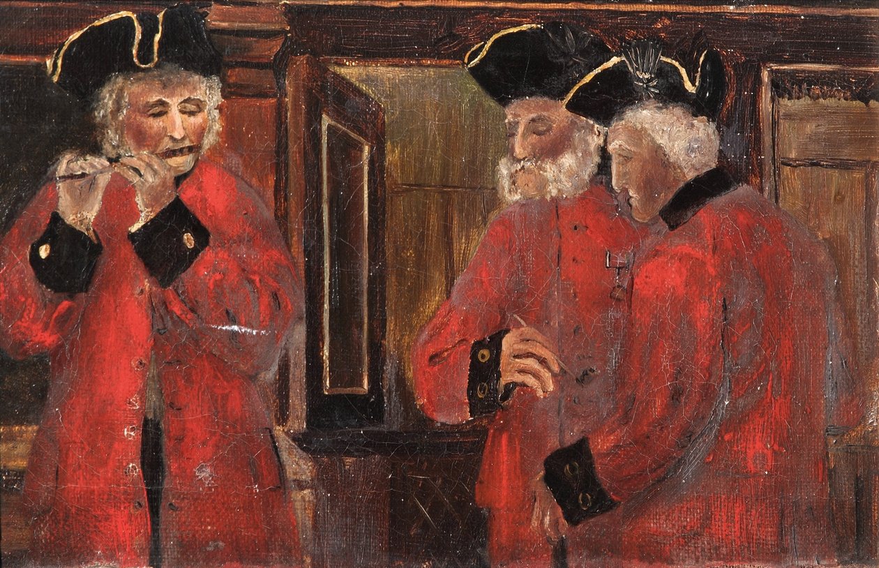 Tři důchodci Chelsea na oddělení, 1885 od Thomas Parkins
