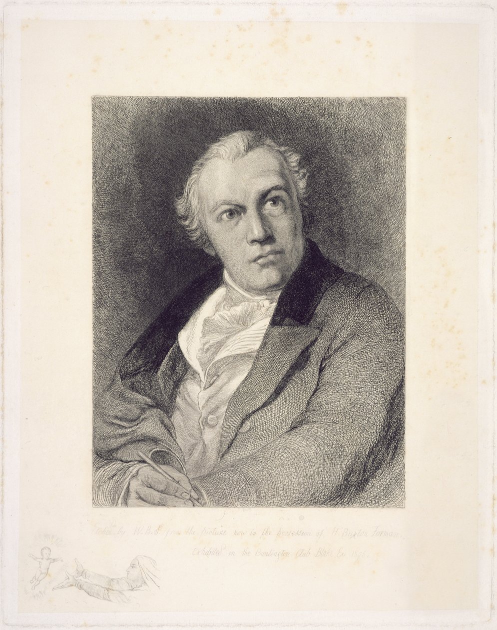 Portrét Williama Blakea, vyrytý Williamem Bellem Scottem (1811-90) (čárová rytina) od Thomas Phillips
