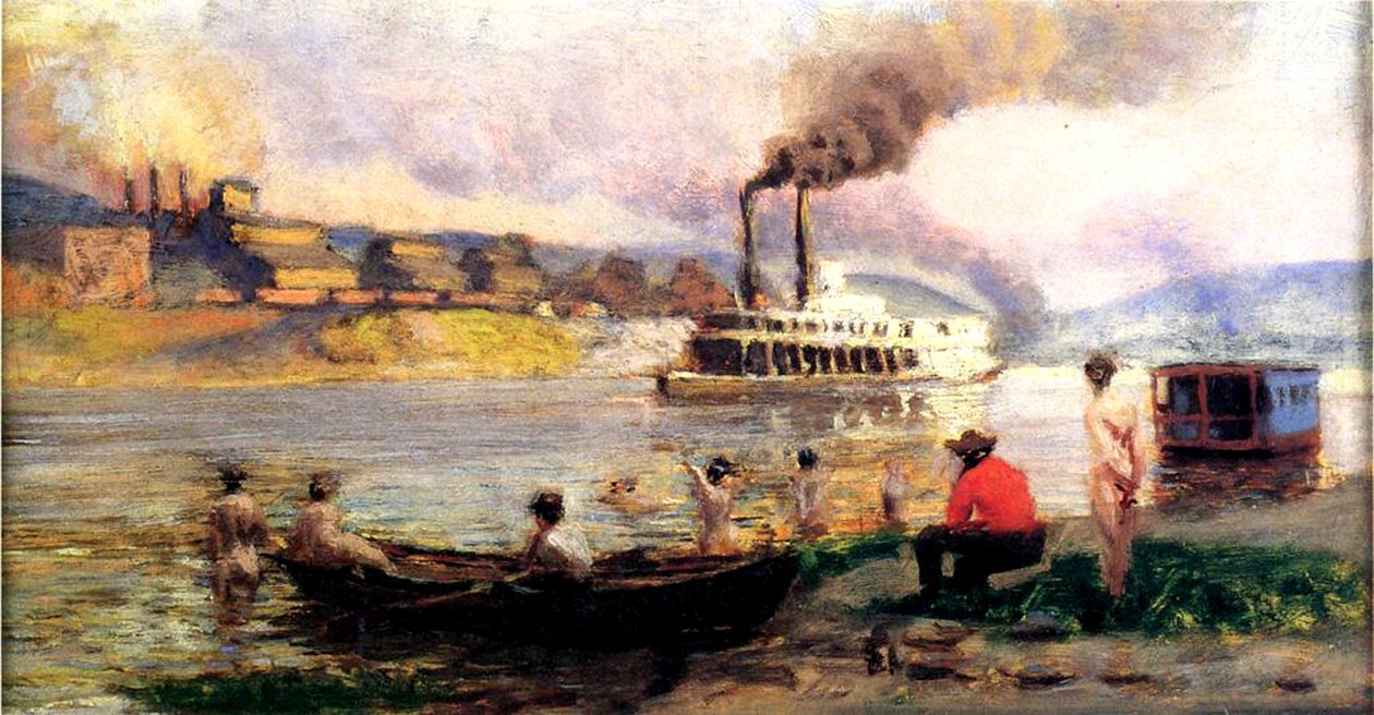 Parník na Ohiu, kolem roku 1900 od Thomas Pollock Anschutz