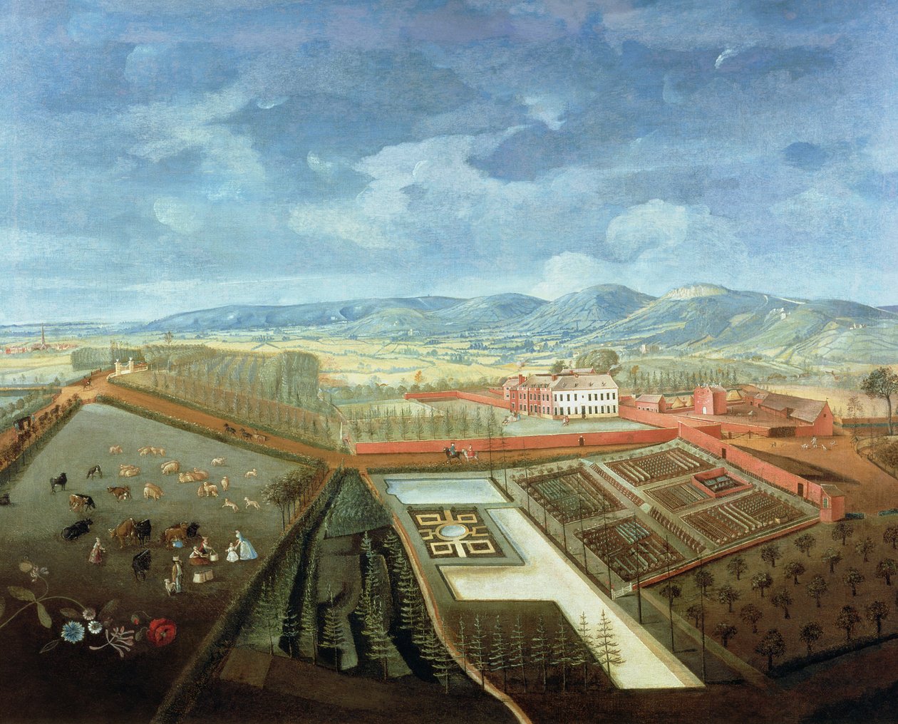 Panoramatický pohled na Charlton Park, kolem roku 1745 (podrobnosti viz 18173) od Thomas Robins