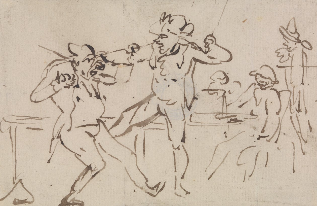 Zjištěná černá noha vylučující karty (studie) od Thomas Rowlandson