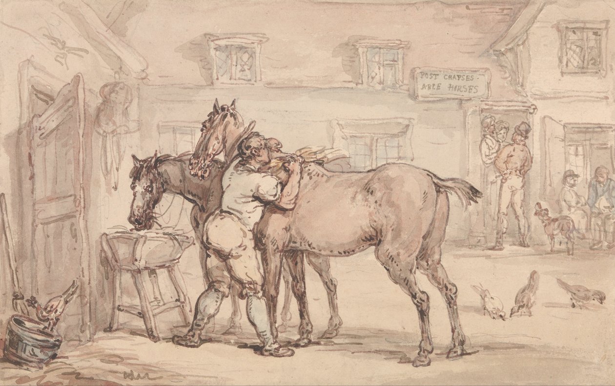 Livrejská stáj od Thomas Rowlandson