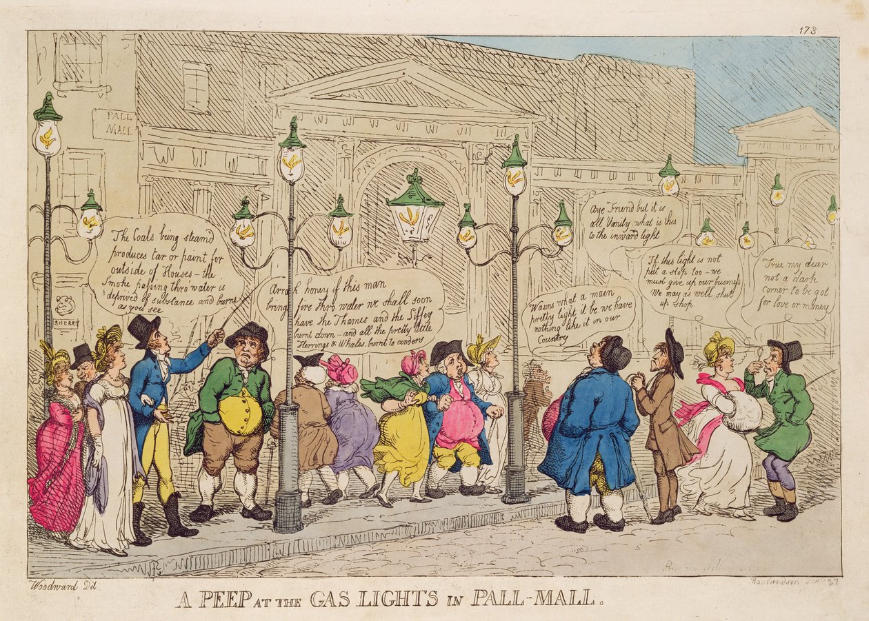 Pohled na plynová světla v Pall Mall od Thomas Rowlandson