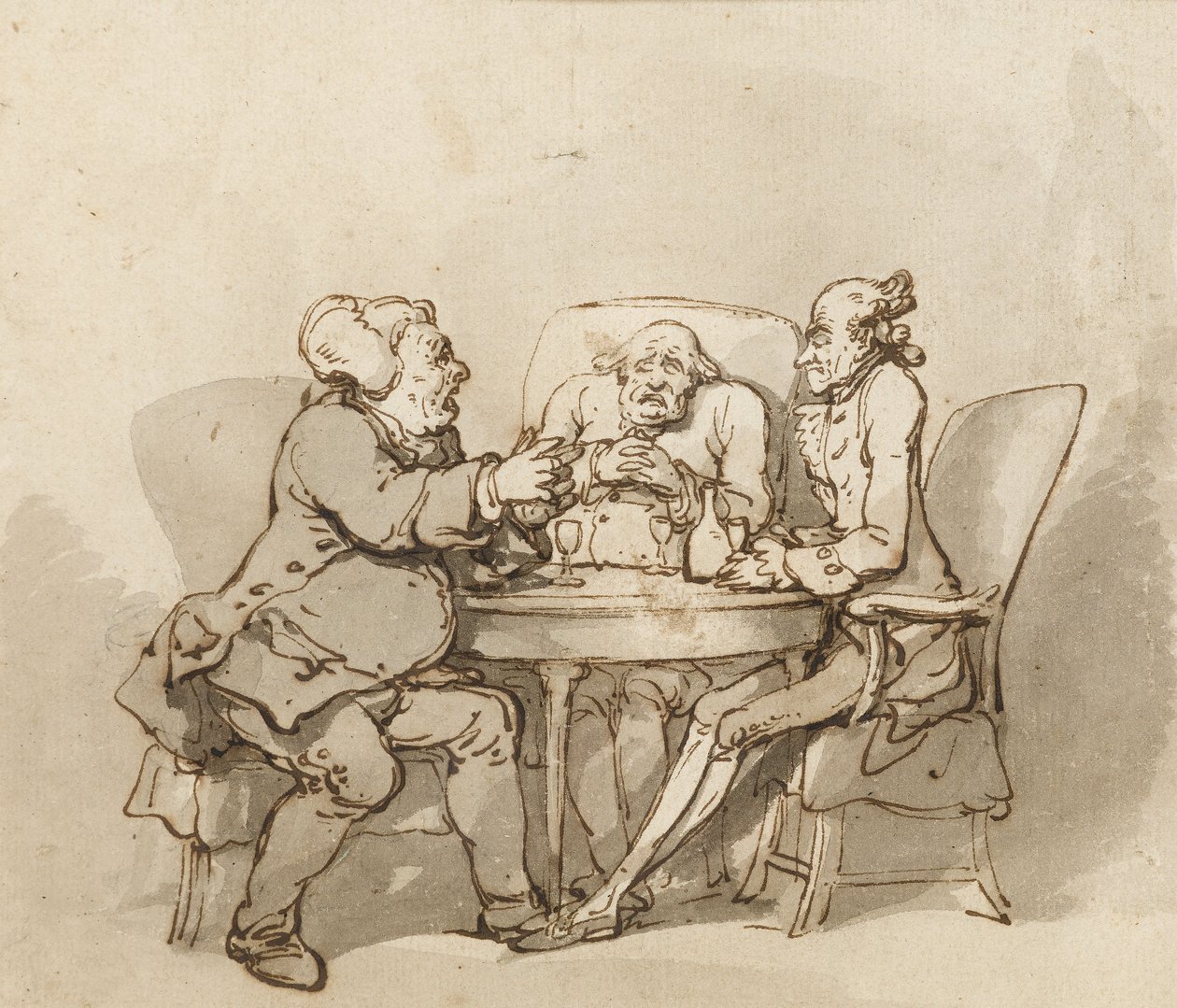 Talk Me Dead Fellow (pero a inkoust s mytím na papíře) od Thomas Rowlandson