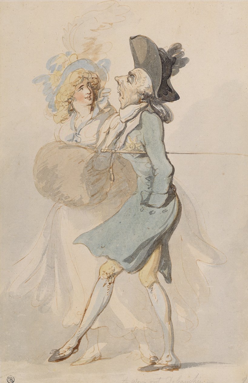 A Worn Out Debaucher, c.1790-95 (pero, inkoust a wc na potištěném papíře) od Thomas Rowlandson