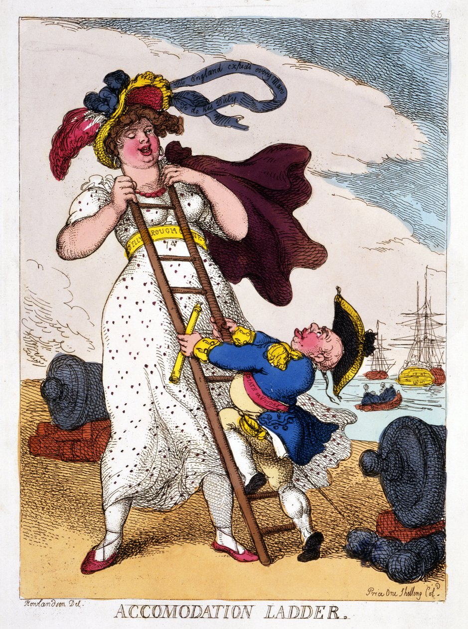 Ubytování Ladder, 1811 (ručně kolorovaná rytina) od Thomas Rowlandson