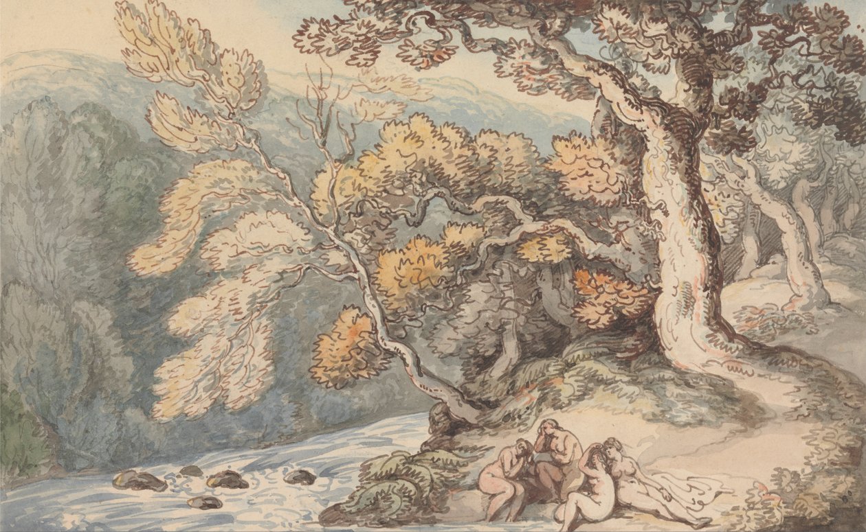Koupající se v krajině od Thomas Rowlandson