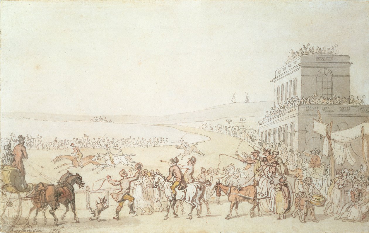 Brighton Races, 1816 (pero, wc a tužka na papíře) od Thomas Rowlandson