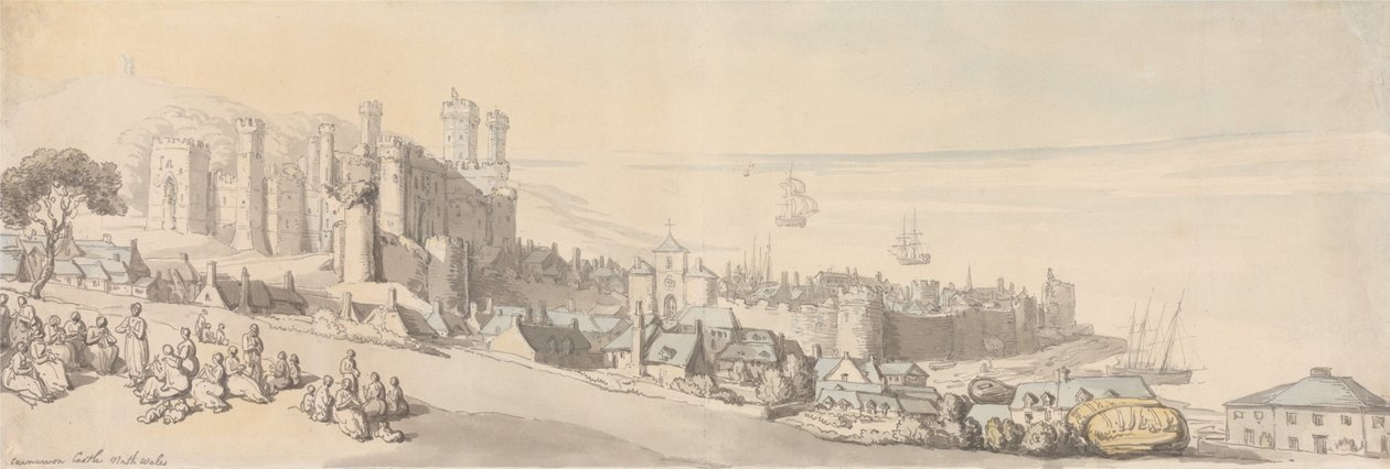 Hrad Carnarvon, Severní Wales od Thomas Rowlandson