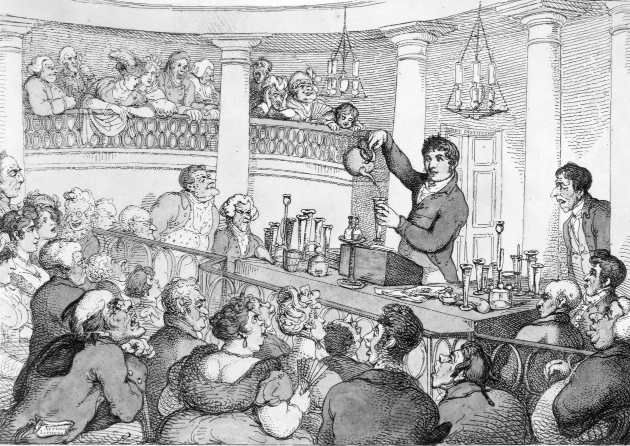 Chemické přednášky, c.1809 od Thomas Rowlandson