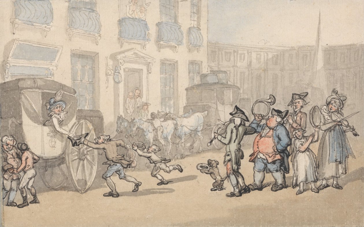 Pohodlí příjezdu koučů Bath od Thomas Rowlandson