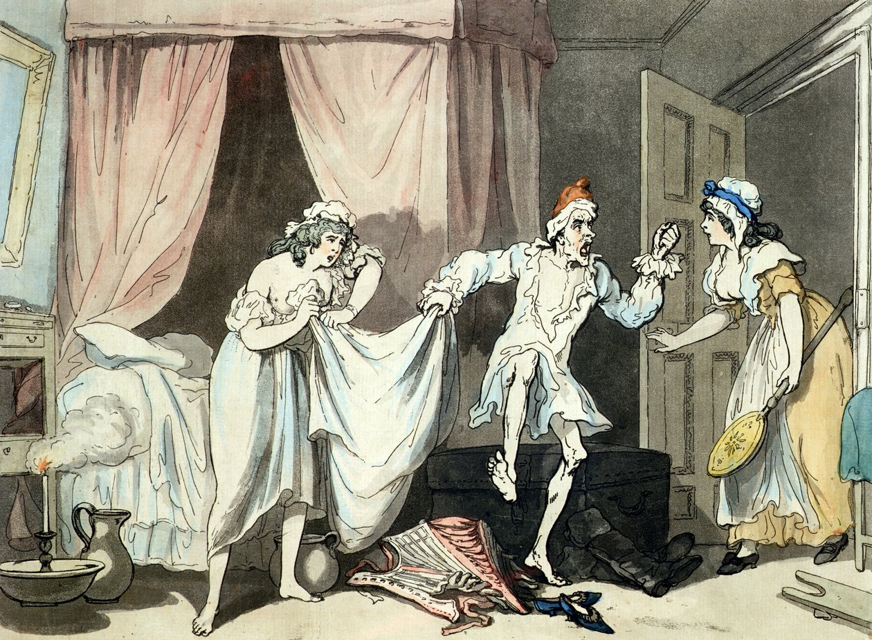 Vlhké listy, akvatinovaný Thomas Malton (1748-1804), hospoda. 1791 (barevný lept s akvatintou) od Thomas Rowlandson