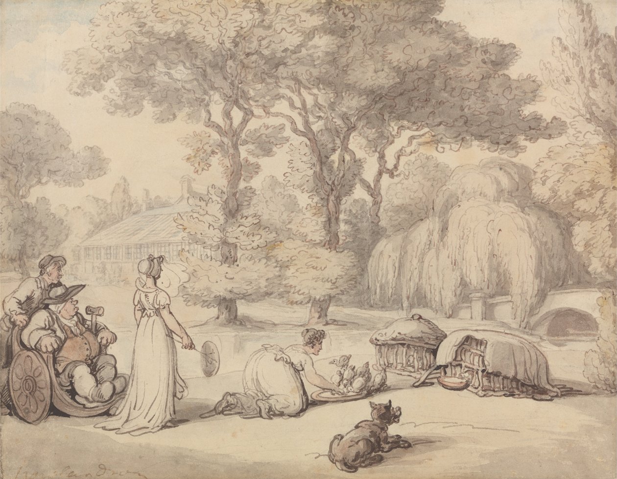 Krmení káčat od Thomas Rowlandson