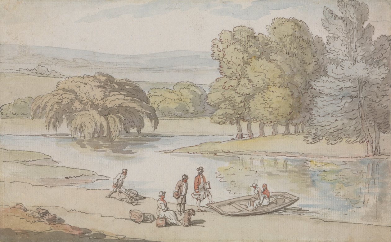 Figurky trajektem od Thomas Rowlandson