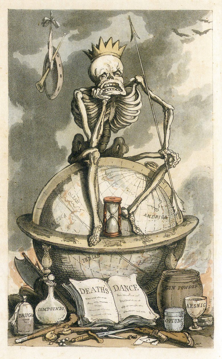Frontispis z anglického tance smrti, hospoda. 1815 od Thomas Rowlandson