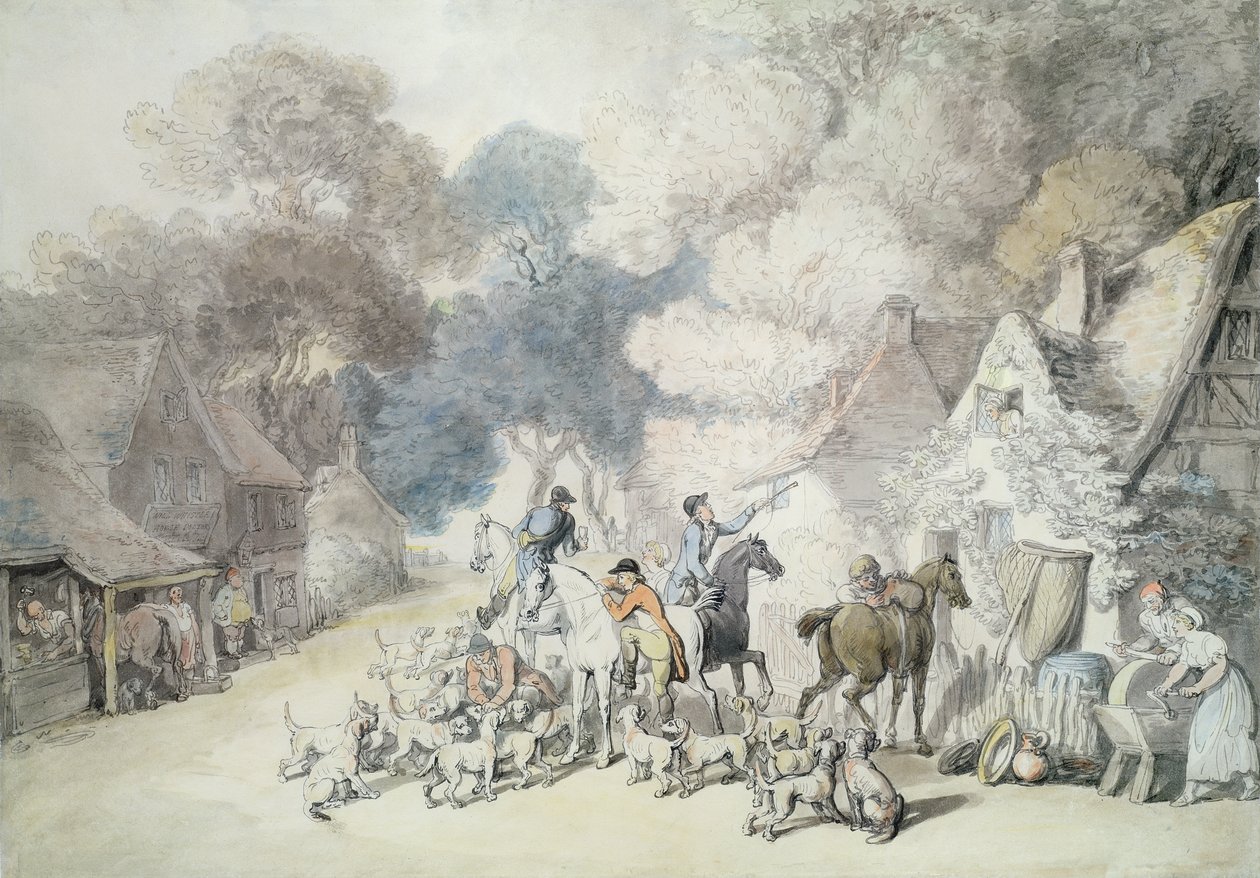 Jít ven ráno, scéna ve Windsorském lese, cca 1801 (pero a wc na papíře) od Thomas Rowlandson