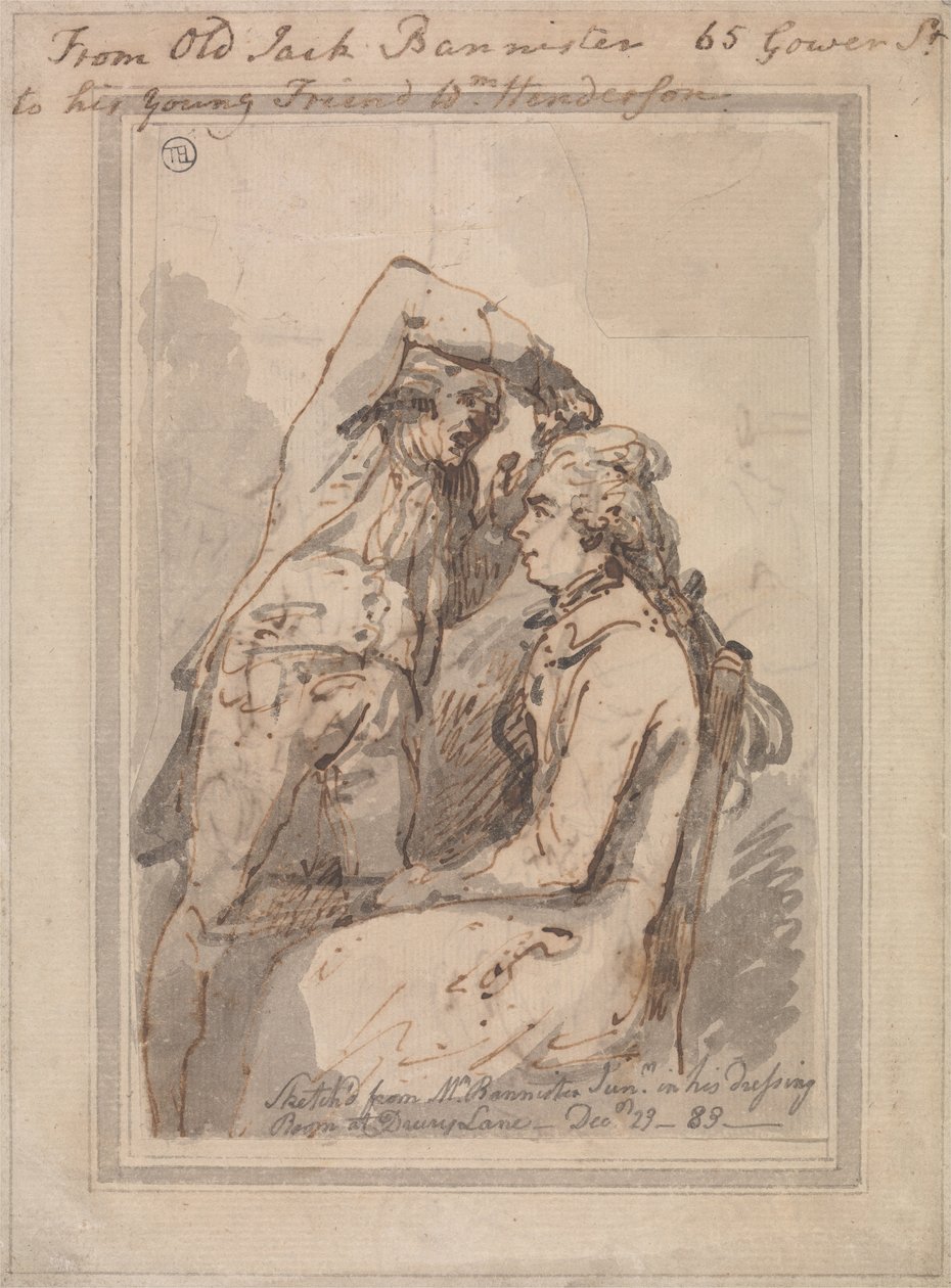 Jack Bannister ve své šatně od Thomas Rowlandson
