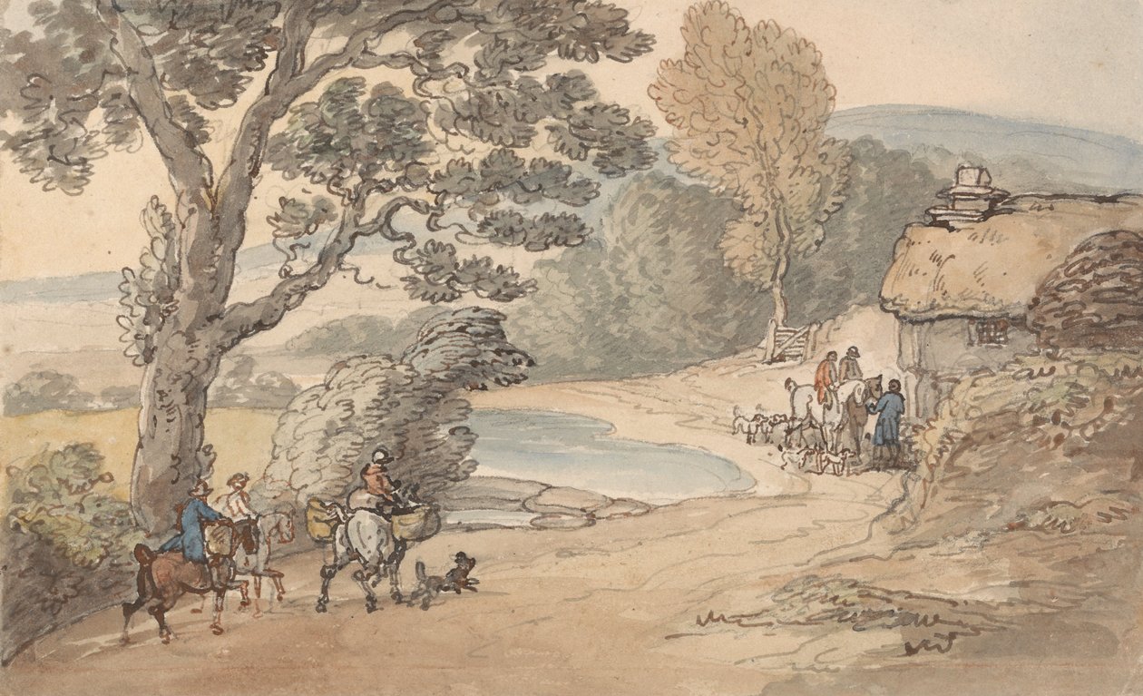 Krajina s loveckou party od Thomas Rowlandson