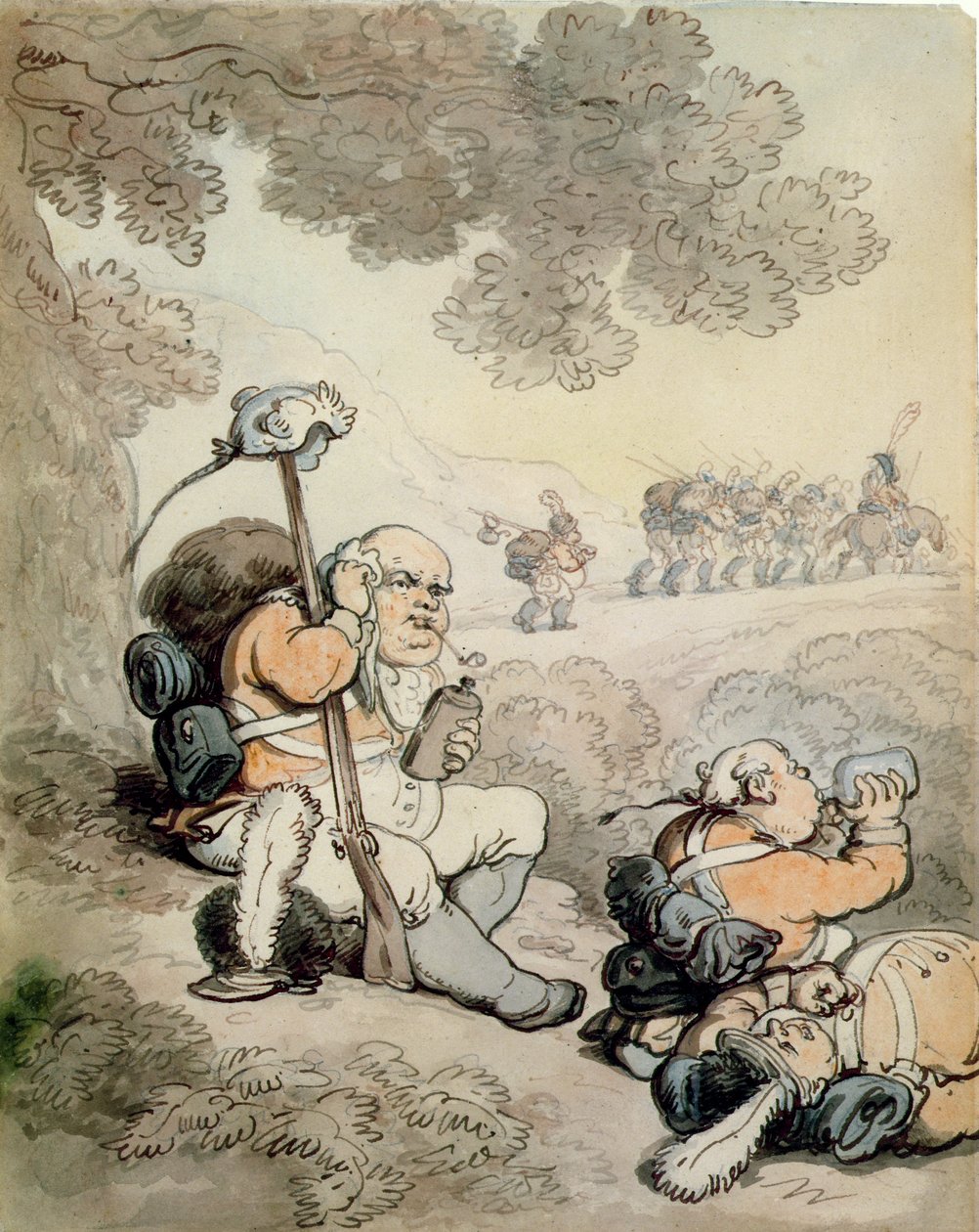 Dobrovolníci lehké pěchoty, 1804 (pero, inkoust a wc na papíře) od Thomas Rowlandson